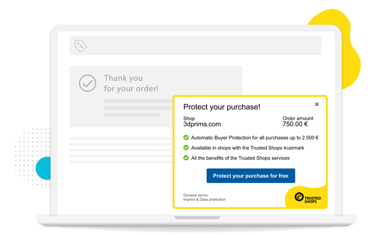 A Trust Card pop-up appears after a successful order has been confirmed.