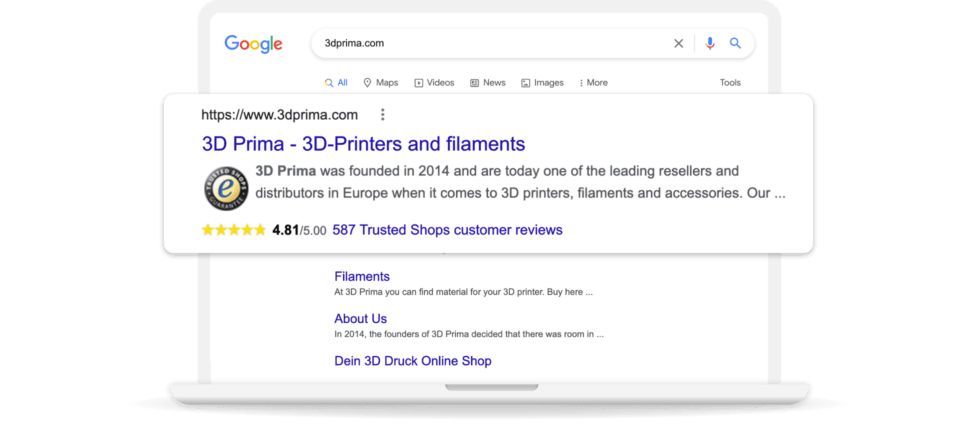Laptop with Trusted Shops browser extension
